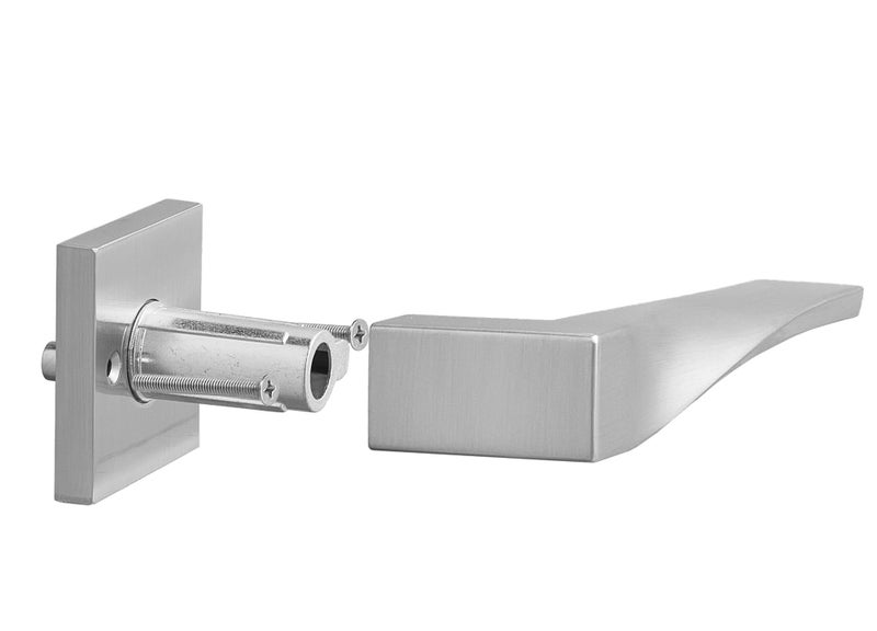 Berlin Modisch Sleek Series Dummy Lever Door Handle Pack Of 2 Non-Turning Single Side Pull Only Lever Set [For Closet Or French Doors] Heavy Duty - Satin Nickel Finish - Image 2