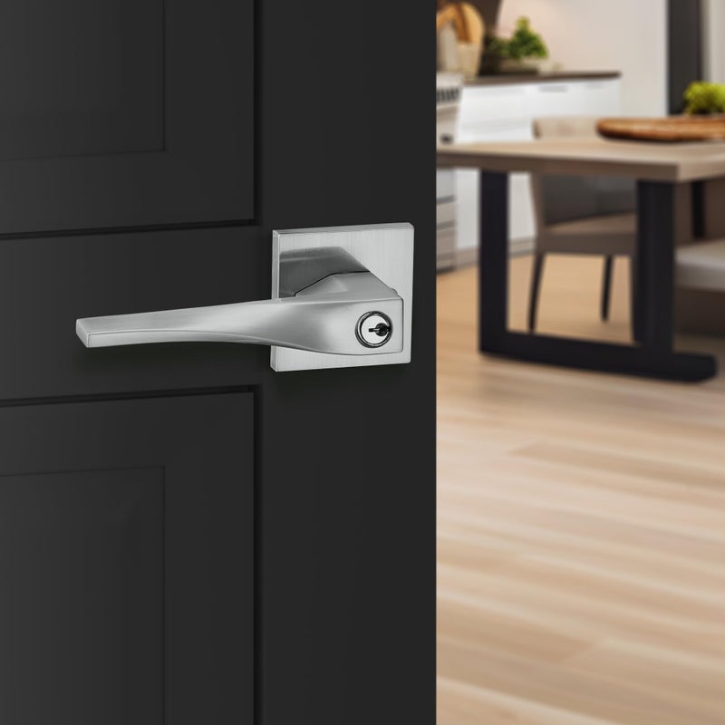 Berlin Modisch Sleek Series Dummy Lever Door Handle Pack Of 2 Non-Turning Single Side Pull Only Lever Set [For Closet Or French Doors] Heavy Duty - Satin Nickel Finish - Image 5