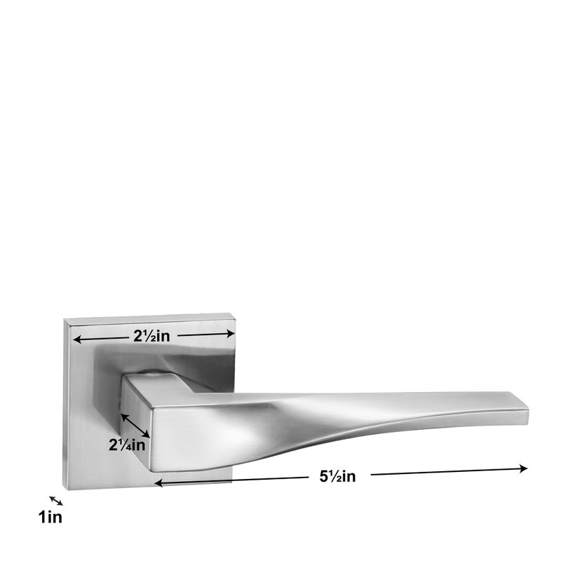 Berlin Modisch Sleek Series Dummy Lever Door Handle Pack Of 2 Non-Turning Single Side Pull Only Lever Set [For Closet Or French Doors] Heavy Duty - Satin Nickel Finish - Image 3