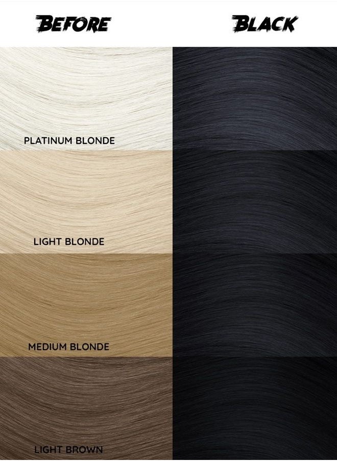 Crazy Color - Hair Dye - Vegan and Cruelty-Free Semi Permanent Hair Color - Temporary Dye for Pre-lightened or Blonde Hair - No Peroxide or Developer Required (BLACK) - Image 1