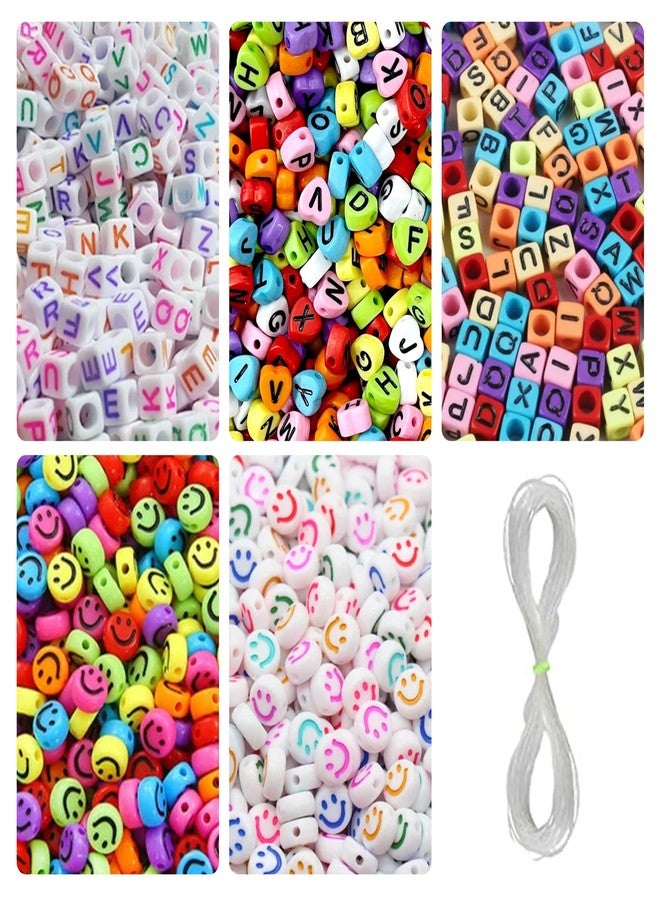 REGLET 1000 Alphabet Beads Kit (3 Types) + 130 Emoji (2 Types) – DIY Beading Set, Letter Beads for Bracelet Making Set, Acrylic Multicolour, Bead Craft, Smiley, Jewellery Making Kit, Beadwork - Image 1