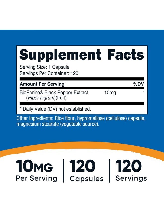 Nutricost Bioperine (Black Pepper Extract), 10mg Per Serving, 120 Capsules - Gluten-Free - Image 2