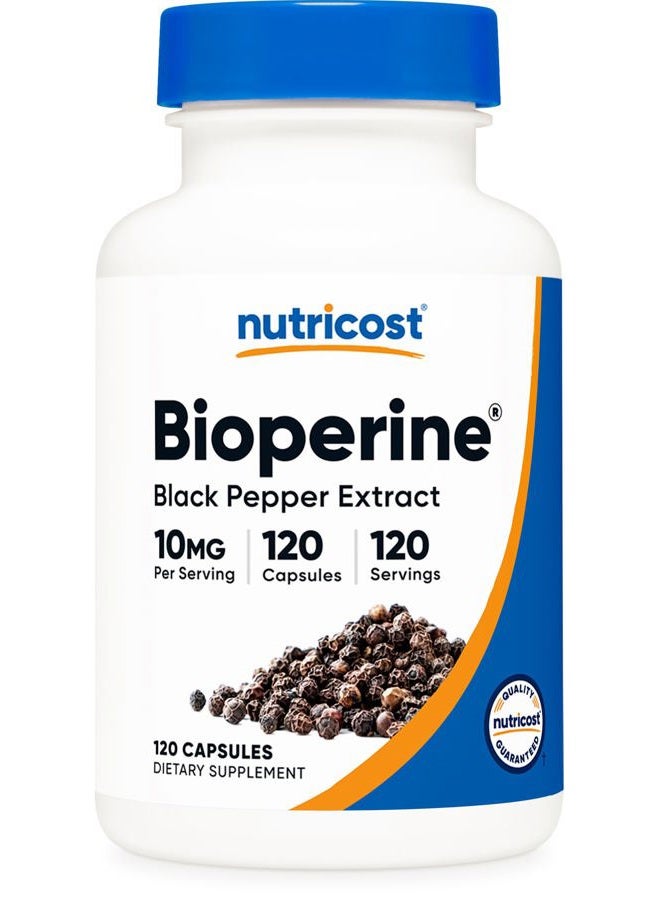Nutricost Bioperine (Black Pepper Extract), 10mg Per Serving, 120 Capsules - Gluten-Free - Image 1