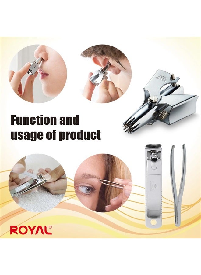 Royal [Made in Korea] Nose Hair Trimmer for Men Set, Birdie Set, with Nail Clippers and Tweezers, Manual, Battery-Free, Waterproof, Painless with Twelve Dual-Edged Blades, Patented Mechanism RET-4 - Image 5