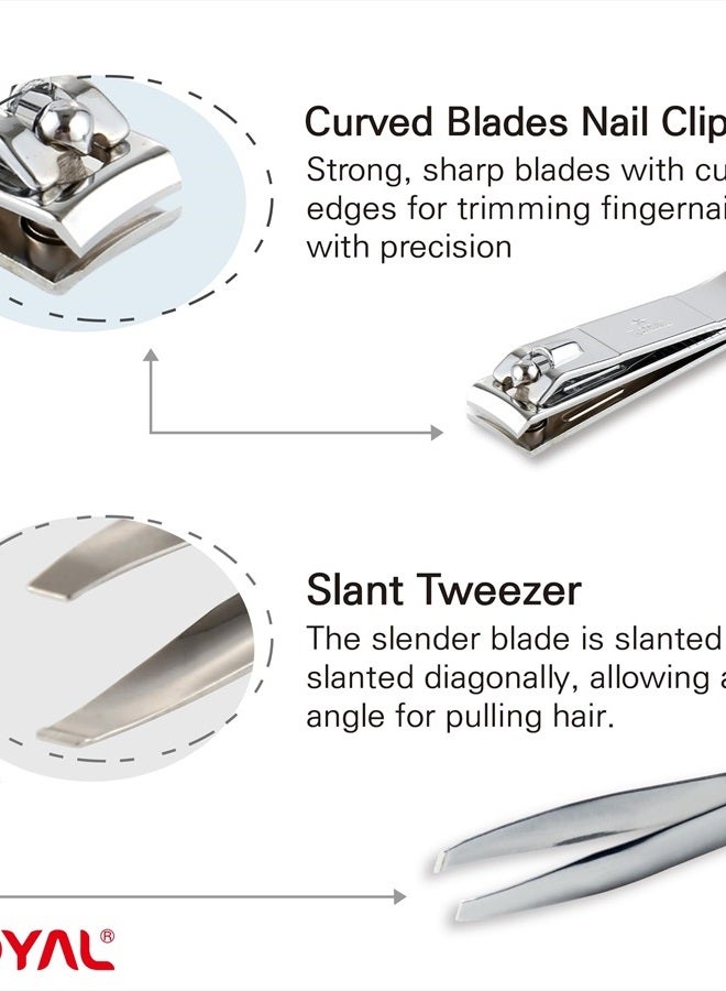 Royal [Made in Korea] Nose Hair Trimmer for Men Set, Birdie Set, with Nail Clippers and Tweezers, Manual, Battery-Free, Waterproof, Painless with Twelve Dual-Edged Blades, Patented Mechanism RET-4 - Image 3