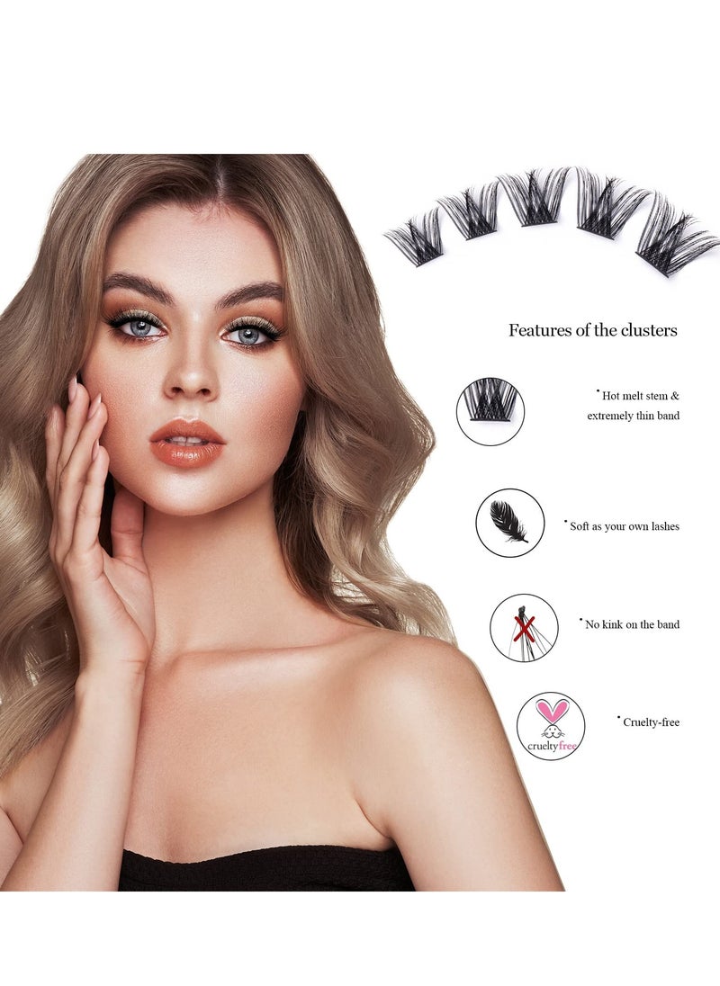 Generic - Individual Lashes Cluster Lashes 45 Pcs DIY False Eyelashes Reusable 3D Eyelash Extension Kit Soft Natural C CC D Curl Individual Eyelashes with Eyelash Glue 10/12/14/15/16mm Length - Image 1