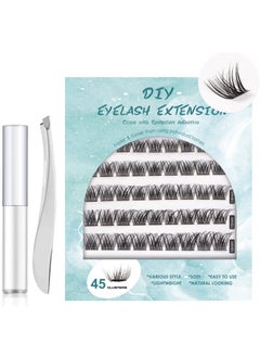 Individual Lashes Cluster Lashes 45 Pcs DIY False Eyelashes Reusable 3D Eyelash Extension Kit Soft Natural C CC D Curl Individual Eyelashes with Eyelash Glue 10/12/14/15/16mm Length