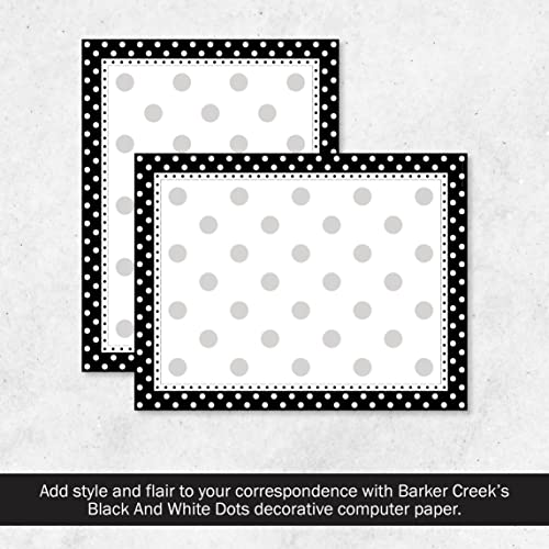 BARKER CREEK ورق كمبيوتر مصمم من باركر كريك، نقاط باللونين الأسود والأبيض، 8.5” × 11”، ورق طباعة زخرفي، قرطاسية، 50 ورقة لكل عبوة، مستلزمات منزلية ومدرسية ومكتبية (717) - Image 3