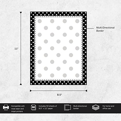 BARKER CREEK ورق كمبيوتر مصمم من باركر كريك، نقاط باللونين الأسود والأبيض، 8.5” × 11”، ورق طباعة زخرفي، قرطاسية، 50 ورقة لكل عبوة، مستلزمات منزلية ومدرسية ومكتبية (717) - Image 2