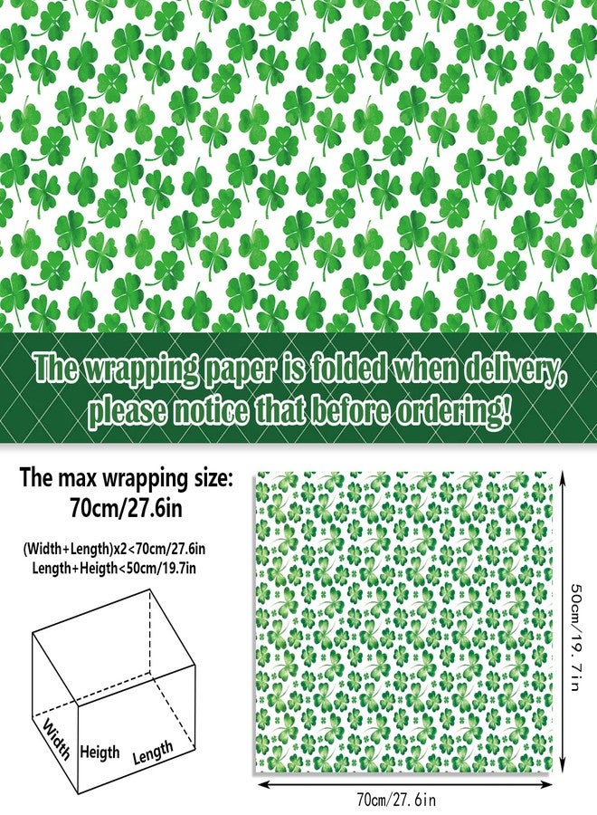 Welpurch 12 Sheets St. Patrick's Day Wrapping Paper, 20x27in Shamrock Clover Plaids Patterns Gift Wrap Paper for St. Patrick‘s Day Party Decor Gift Wrapping - Image 3