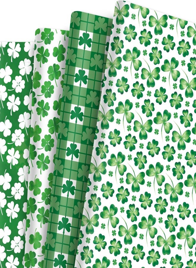 Welpurch 12 Sheets St. Patrick's Day Wrapping Paper, 20x27in Shamrock Clover Plaids Patterns Gift Wrap Paper for St. Patrick‘s Day Party Decor Gift Wrapping - Image 1