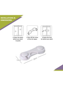 Safe-O-Kid Pack Of 12 Finger Injury Safety Durable Elegant Child Safety Cabinet Lock White  - Image 5