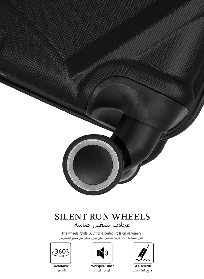 بارا جون طقم حقائب سفر صلبة من مادة  مكون من  قطع بعجلات دوارة بعجلات دوارة أسود - Image 5