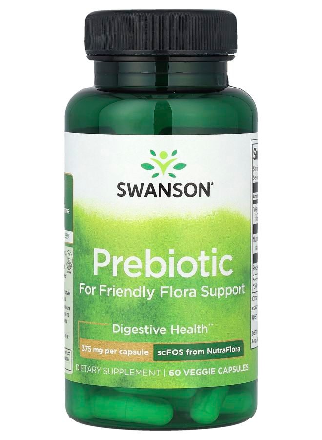 SWANSON Prebiotic For Friendly Flora Support 750 mg 60 Veggie Capsules (375 mg per Capsule)
