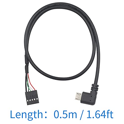Duttek USB Header to Micro USB Dupont Cable, 90 Degree Right Angle Micro USB Male to 5 Pin Motherboard Female Adapter Dupont Extended Cable 50CM/1.64FT (2-Pack) - Image 4