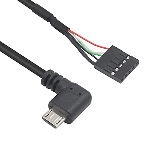 Duttek USB Header to Micro USB Dupont Cable, 90 Degree Right Angle Micro USB Male to 5 Pin Motherboard Female Adapter Dupont Extended Cable 50CM/1.64FT (2-Pack) - Image 2