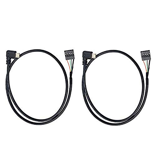 Duttek USB Header to Micro USB Dupont Cable, 90 Degree Right Angle Micro USB Male to 5 Pin Motherboard Female Adapter Dupont Extended Cable 50CM/1.64FT (2-Pack) - Image 1