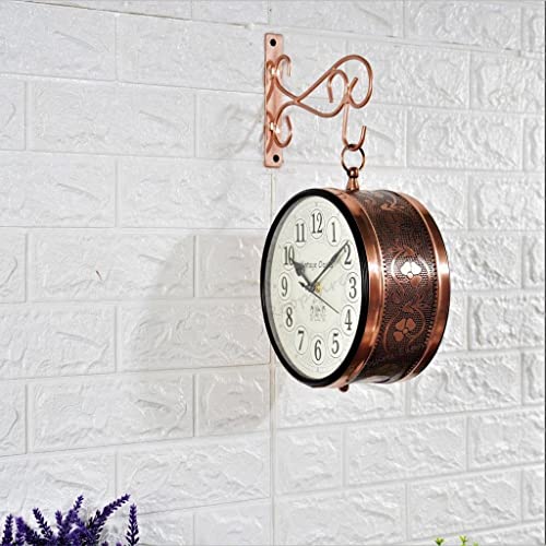 Vintage Clock Handcrafted Double Side Analog Wall Clock 1 Year Warranty / 65470-8-HH, Iron, 20x20 cm, Two Side English Number, rose Gold - Image 4