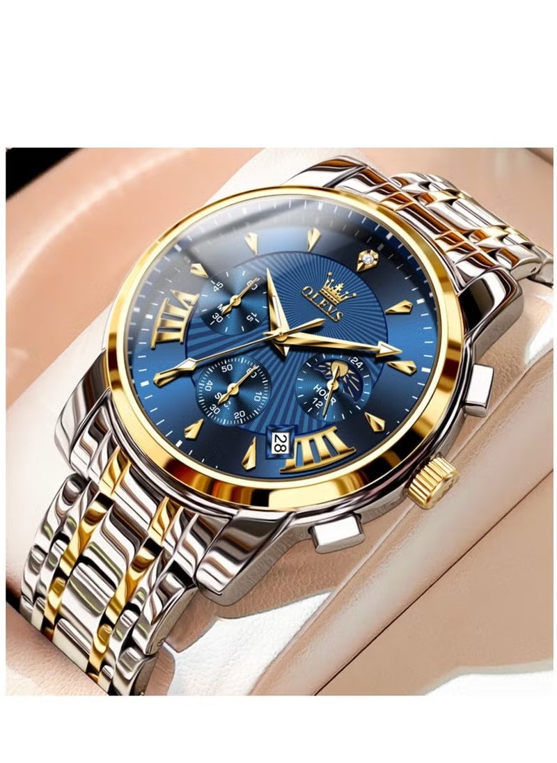 OLEVS - Watches for Men Stainless Steel Quartz Water Resistant Watch 41mm 2892 - Image 1
