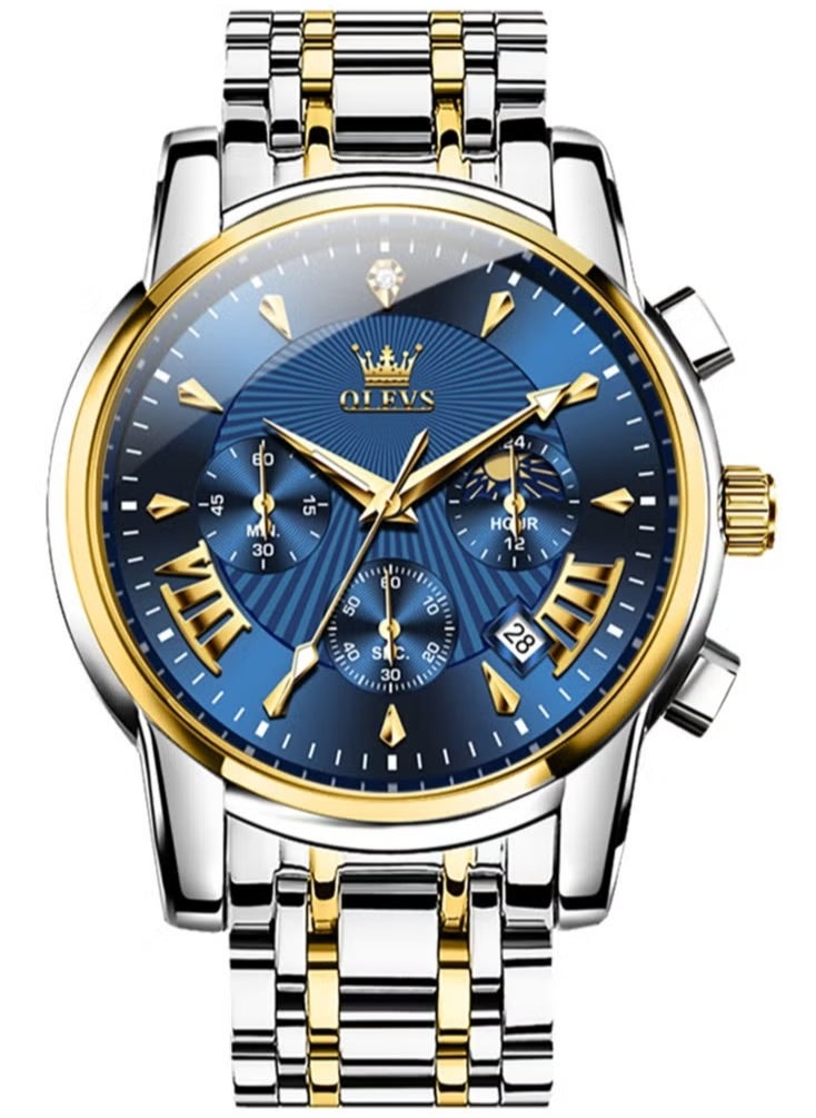 OLEVS - Watches for Men Stainless Steel Quartz Water Resistant Watch 41mm 2892 - Image 1