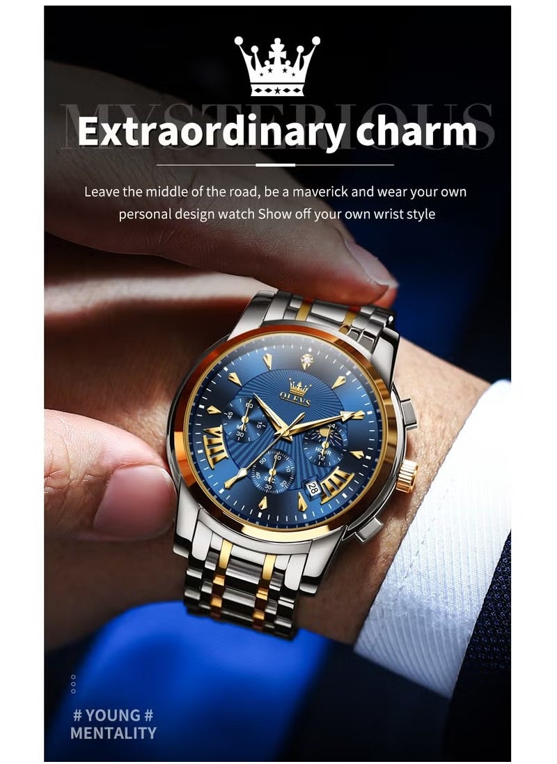 OLEVS - Watches for Men Stainless Steel Quartz Water Resistant Watch 41mm 2892 - Image 1