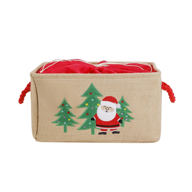INough Christmas Basket Large Christmas Gift Baskets Empty Fabric Organizer Bin with Handles Gift Bags Foldable Holiday Toy Gift Holder for Fireplace Kids Room Home Decor - Image 2