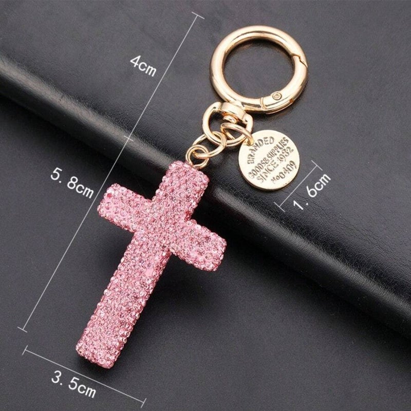 1pc New Minimalist Rhinestone Studded Cross Shape Keychain, Unique Creative Decor For Phone, Earphone, Bag Halloween Car Accessories Bag Charm School Cute Goth Y2k Gifts For Mother, Father, Graduation, And Teacher - Image 5