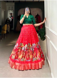 ماركة غير محددة مجموعة التنسيق باللون الأحمر    لينجا وبلوزة خضراء  - Image 3