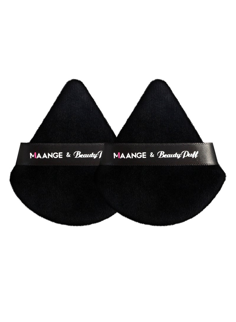 MAANGE طقم أدوات مكياج الوجه، 3 قطع فرش مكياج احترافية 2 قطعة إسفنجة بودرة مع حزام، ملحقات مكياج كاملة الوظائف للنساء، أسود/فضي - Image 3