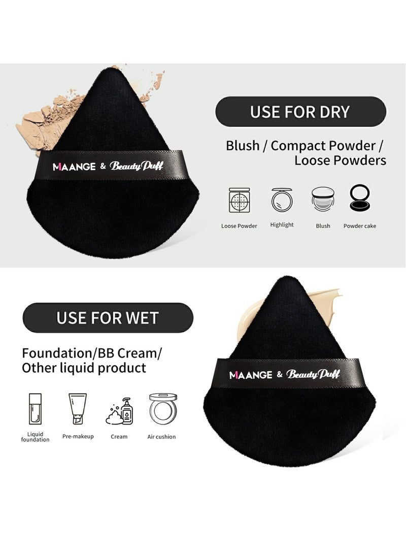MAANGE طقم أدوات مكياج الوجه، 3 قطع فرش مكياج احترافية 2 قطعة إسفنجة بودرة مع حزام، ملحقات مكياج كاملة الوظائف للنساء، أسود/فضي - Image 2