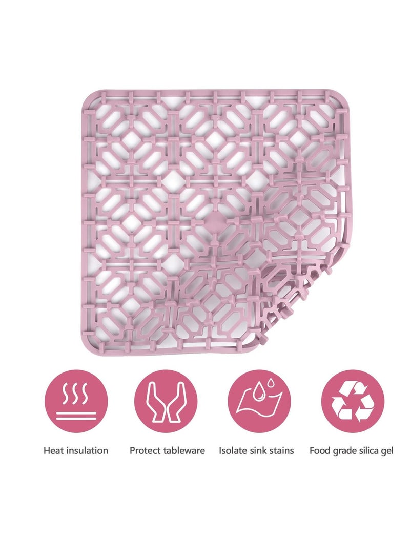 SYOSI Silicone Kitchen Sink Mat,1PCS Great Sink Protector Grid Accessory for Stainless Steel Sink,Bathroom Sink,Porcelain Bowl,Under Sink Bottom (Pink,11.8" x 11.8") - Image 5