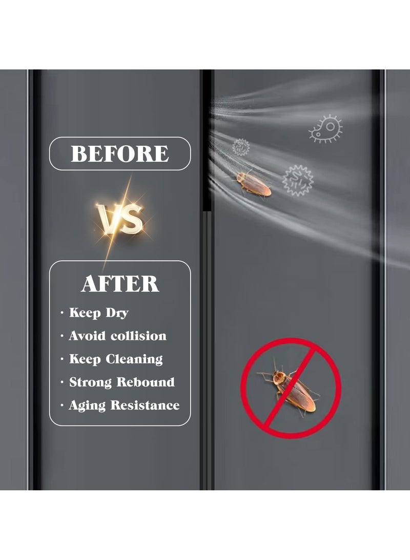 SYOSI 2 قطع شريط ختم باب الخزانة مانع تسرب الهواء مناسب للخزائن والأدراج لاصق قوي يمنع الغبار يحافظ على نظافة الخزانة ختم فجوة الباب مضاد للغبار رمادي - Image 3