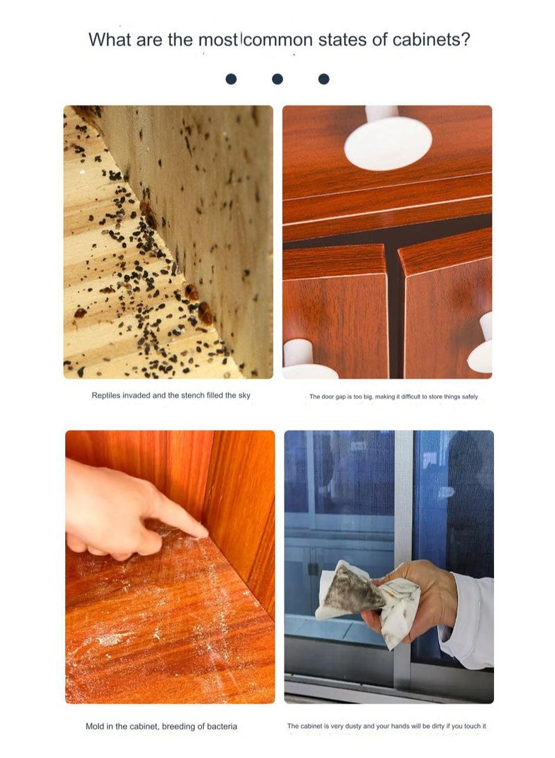 SYOSI 2 قطع شريط ختم باب الخزانة مانع تسرب الهواء مناسب للخزائن والأدراج لاصق قوي يمنع الغبار يحافظ على نظافة الخزانة ختم فجوة الباب مضاد للغبار رمادي - Image 4