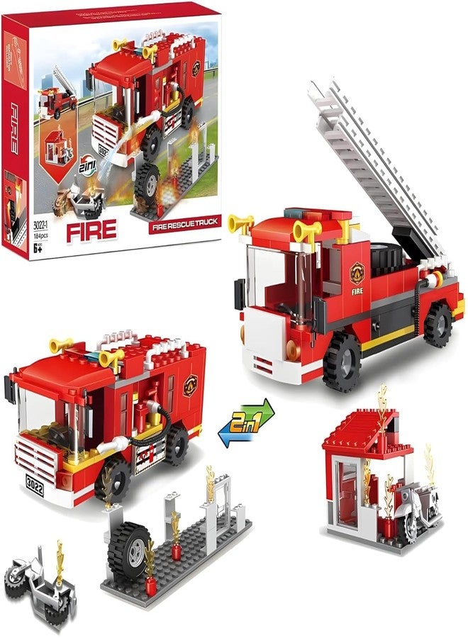 Spindoo City Fire Ladder Truck Building Blocks Set – 2-in-1 Fire Engine & Rescue Vehicle Toy | Firefighter Construction Kit for Kids Ages 4-12 | STEM Creative Playset | Compatible with Brick Brands - Image 1