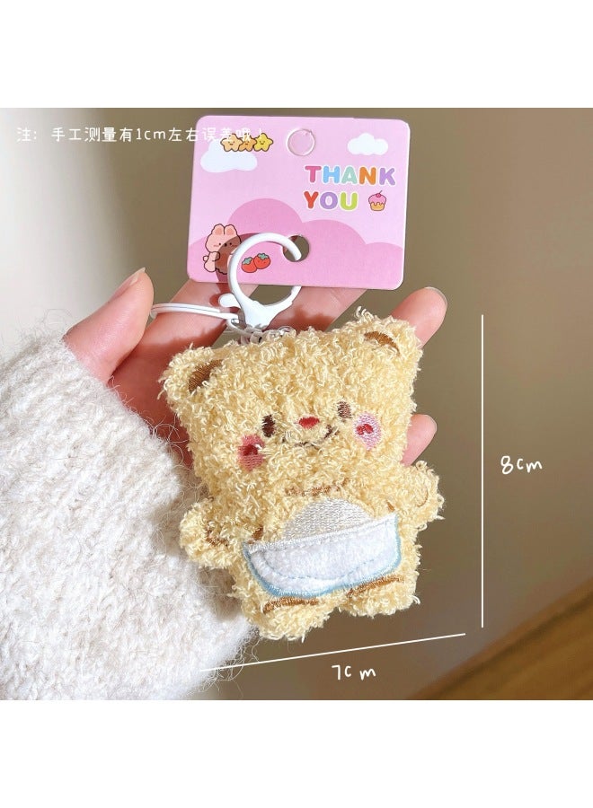 Creative Gifts Do Activities Doll Key Chain Pendant Plush Cute Cartoon Backpack Pendant Night Market Stall-Specifications:Apron Butter Bear  - Image 1