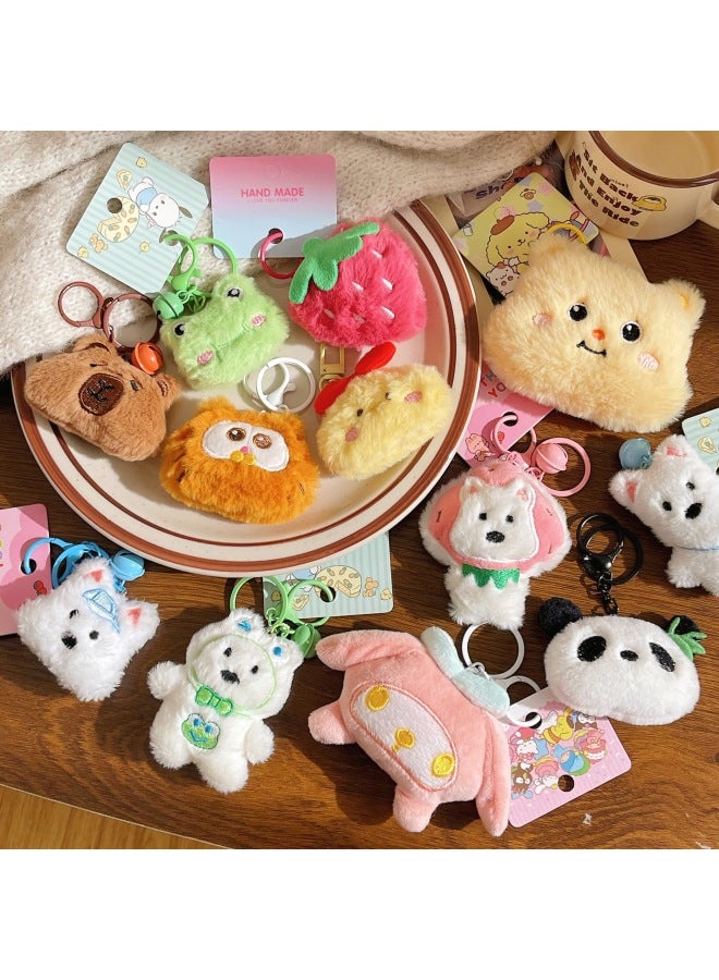 Creative Gifts Do Activities Doll Key Chain Pendant Plush Cute Cartoon Backpack Pendant Night Market Stall-Specifications:Apron Butter Bear  - Image 3