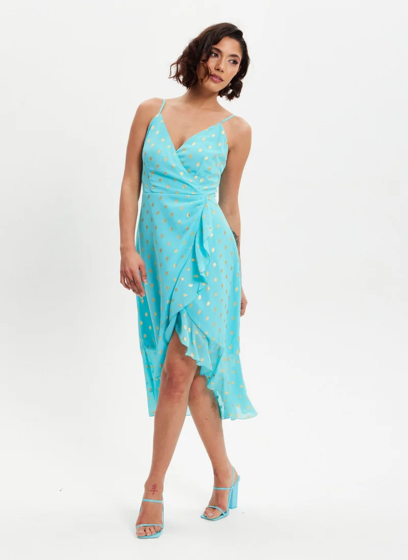 Liquorish Double-Breasted Frilled Dress