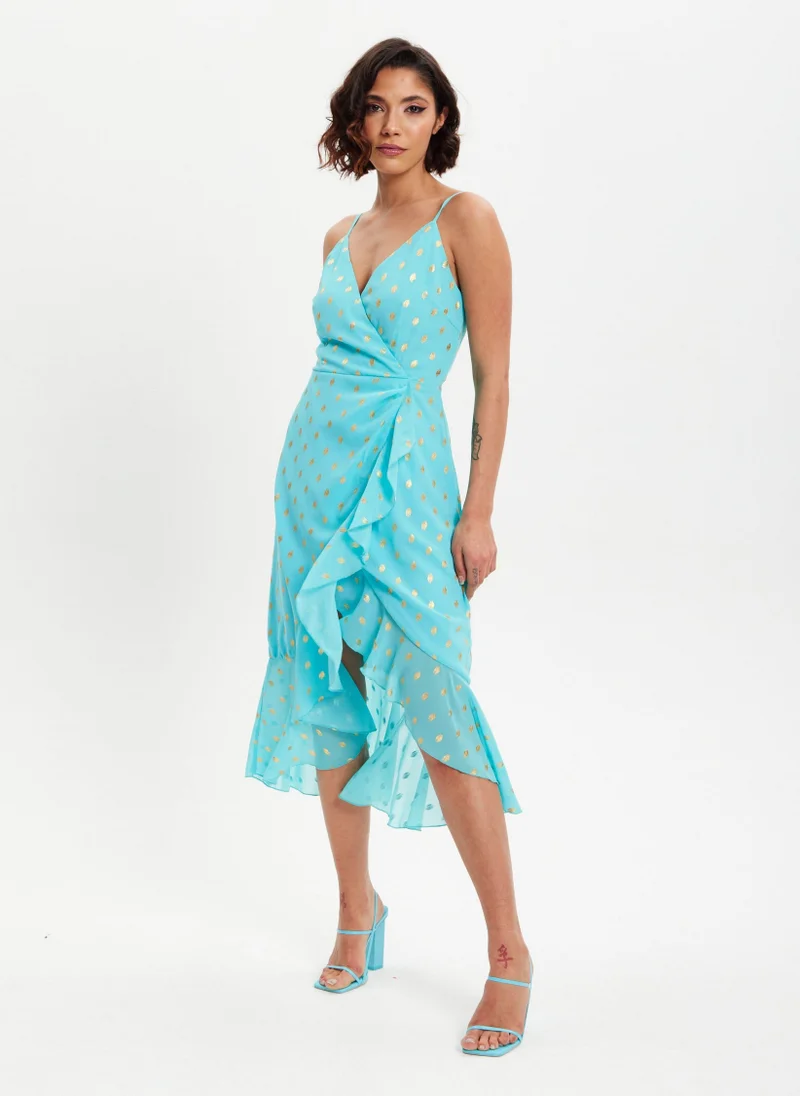 Liquorish Double-Breasted Frilled Dress