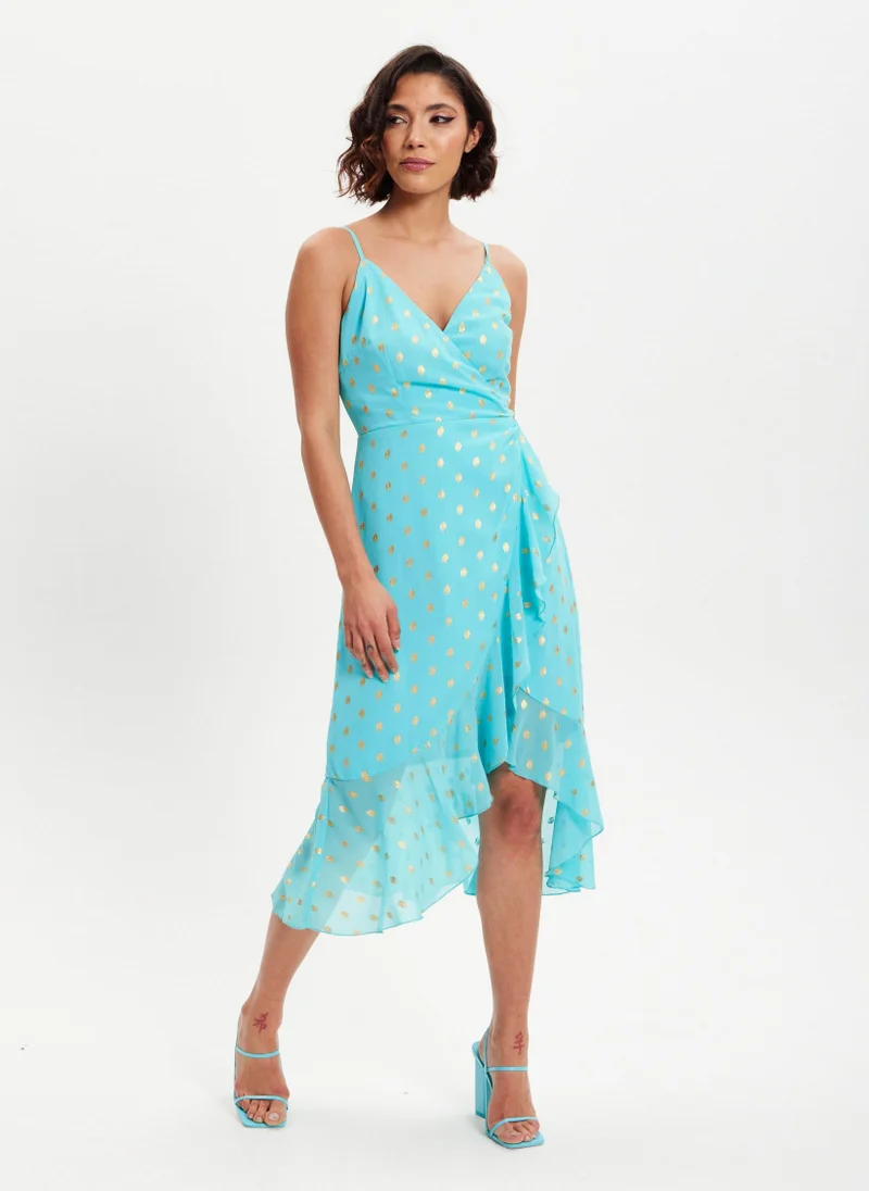 Liquorish Double-Breasted Frilled Dress