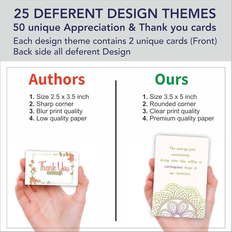 Edulearnable Store 50 Inspiring Appreciation and Thank You Cards – For Colleagues, Friends, Employees, and Students. Inspirational, Motivational, Kindness Cards. Colourful Cards. Great Gifts - Image 5