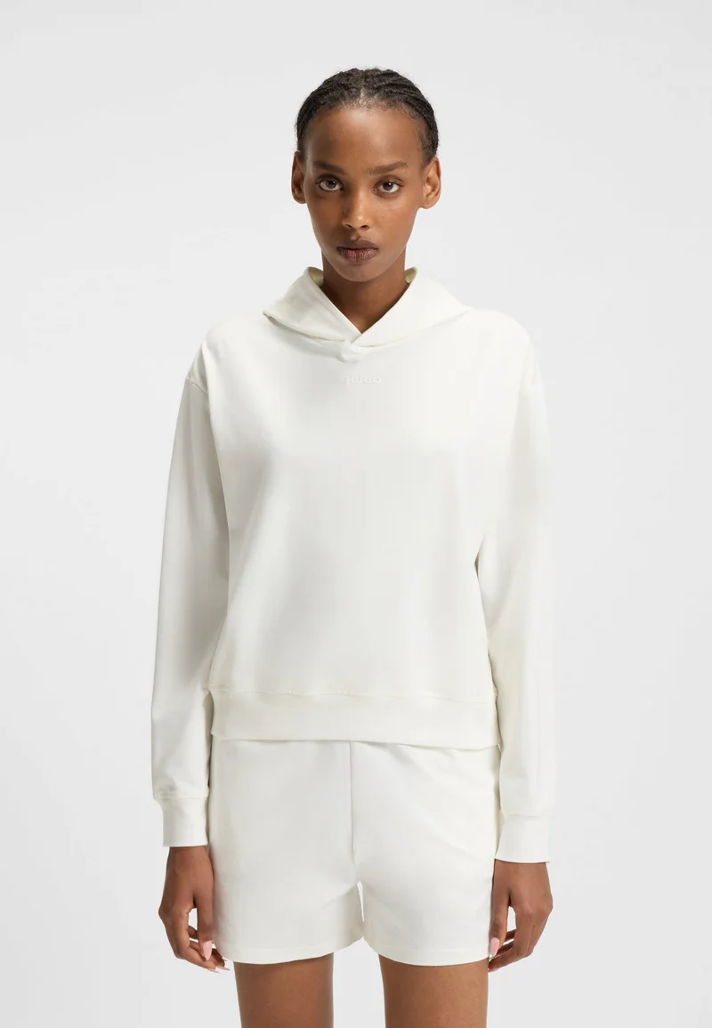 HUGO Relaxed-fit hoodie in stretch jersey with logo print