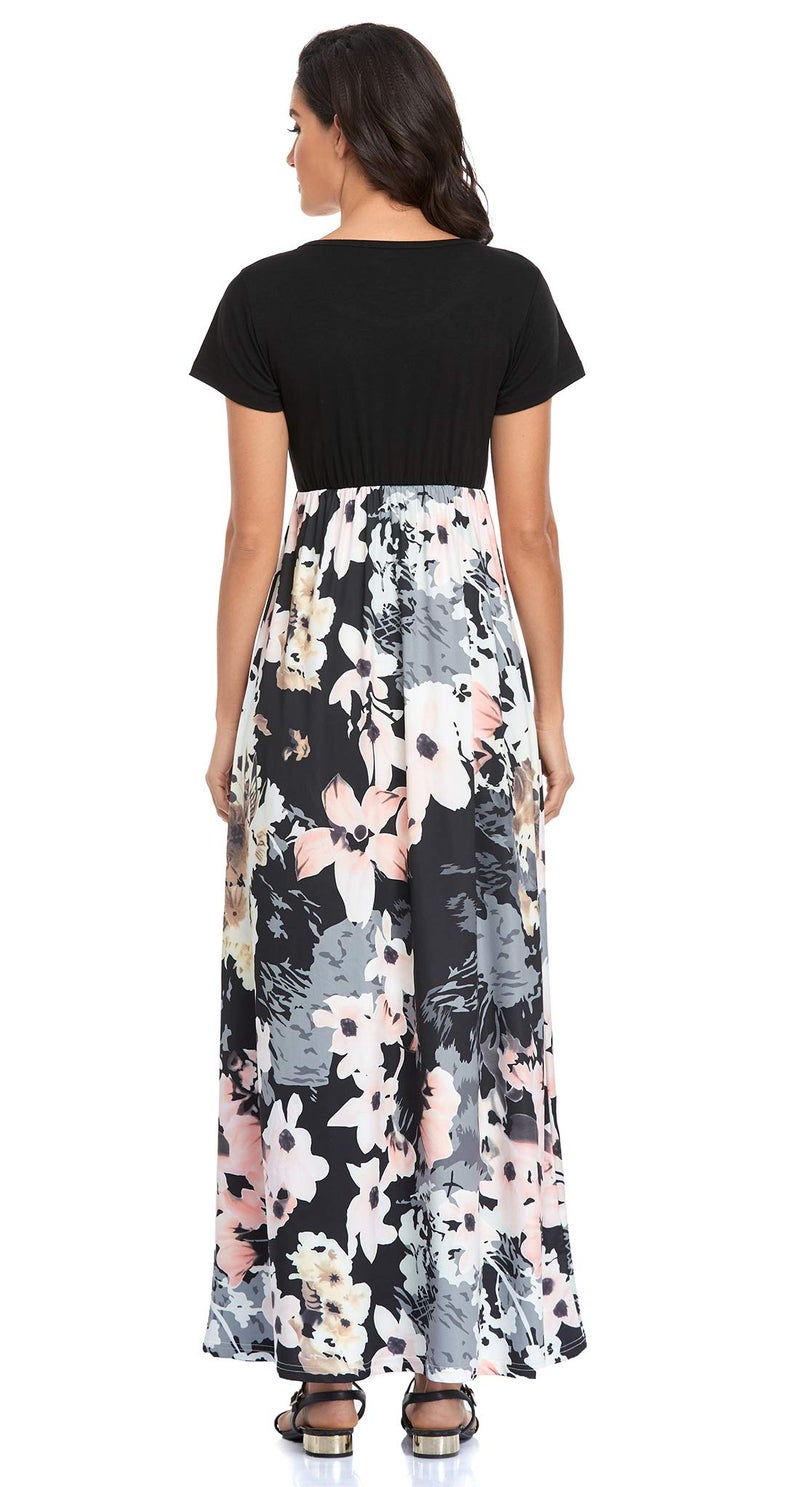 Lacavocor Womens Short Sleeve Maxi Dresses Empire Waist Long Dress, X-Large, B7 - Image 3