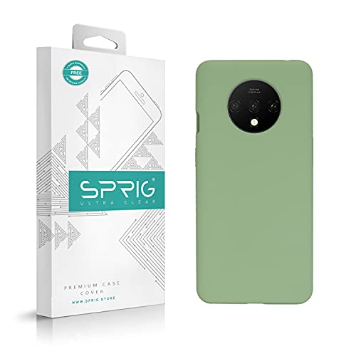 SPRIG Compatible with OnePlus 7T Liquid Silicone Premium Back Cover Drop Tested Shock Proof Mobile Case for Men,Women,Boys and Girls with Camera Protection (Mint Green) - Image 1