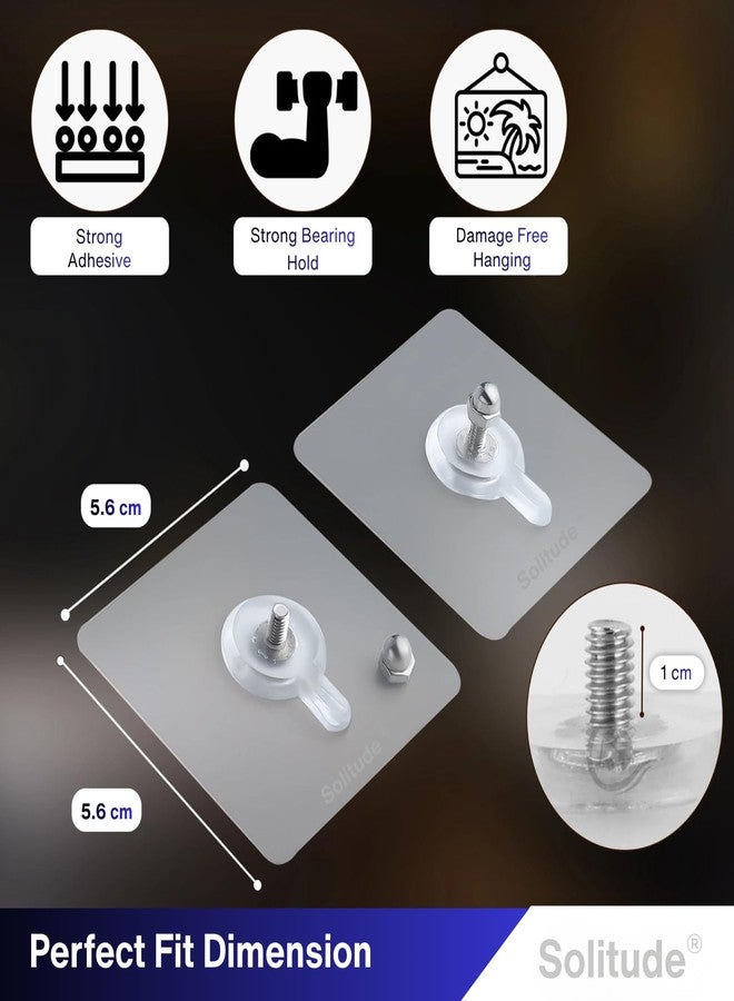 Solitude 20 Pack Heavy Duty Self-Adhesive Screw Hooks as Strong Wall Hanging Solutions Without Drilling for Kitchen and Bathroom Accessories (Screw Hook Hanger, Transparent) - Image 3