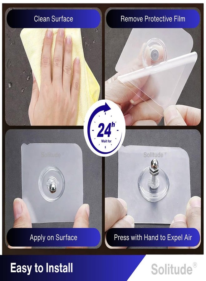 Solitude 20 Pack Heavy Duty Self-Adhesive Screw Hooks as Strong Wall Hanging Solutions Without Drilling for Kitchen and Bathroom Accessories (Screw Hook Hanger, Transparent) - Image 2