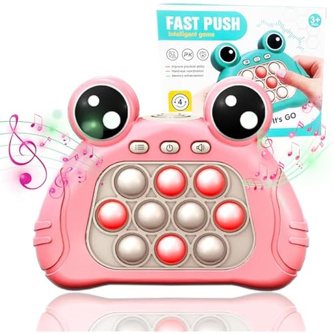Ghazal Fast Push Game Fidget Toys for Kids Adults,Quick Push Bubble Game with Light,Pop Game Animal Version Fidget Sensory Toys,Handheld Game Console for Boys Girls,Party Favors for Xmas Birthday (Pink) - Image 1