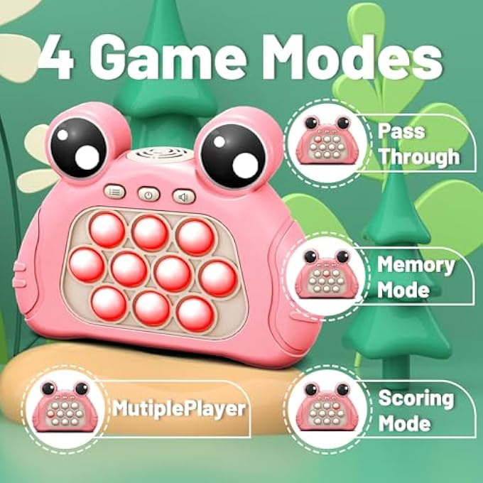 Ghazal Fast Push Game Fidget Toys for Kids Adults,Quick Push Bubble Game with Light,Pop Game Animal Version Fidget Sensory Toys,Handheld Game Console for Boys Girls,Party Favors for Xmas Birthday (Pink) - Image 4