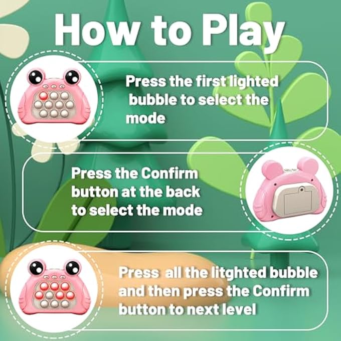 Ghazal Fast Push Game Fidget Toys for Kids Adults,Quick Push Bubble Game with Light,Pop Game Animal Version Fidget Sensory Toys,Handheld Game Console for Boys Girls,Party Favors for Xmas Birthday (Pink) - Image 3