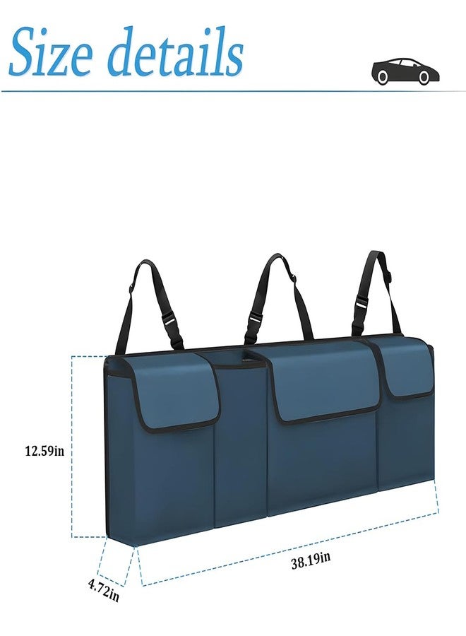 Hanemia Car Trunk Organizer and Storage, Backseat Hanging Organizer for SUV, Truck, MPV, Waterproof, Collapsible Cargo Storage Bag with 4 Pockets, Car Accessories for Men and Women (Blue) - Image 2