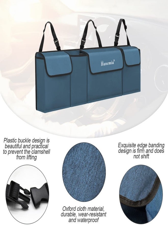 Hanemia Car Trunk Organizer and Storage, Backseat Hanging Organizer for SUV, Truck, MPV, Waterproof, Collapsible Cargo Storage Bag with 4 Pockets, Car Accessories for Men and Women (Blue) - Image 3